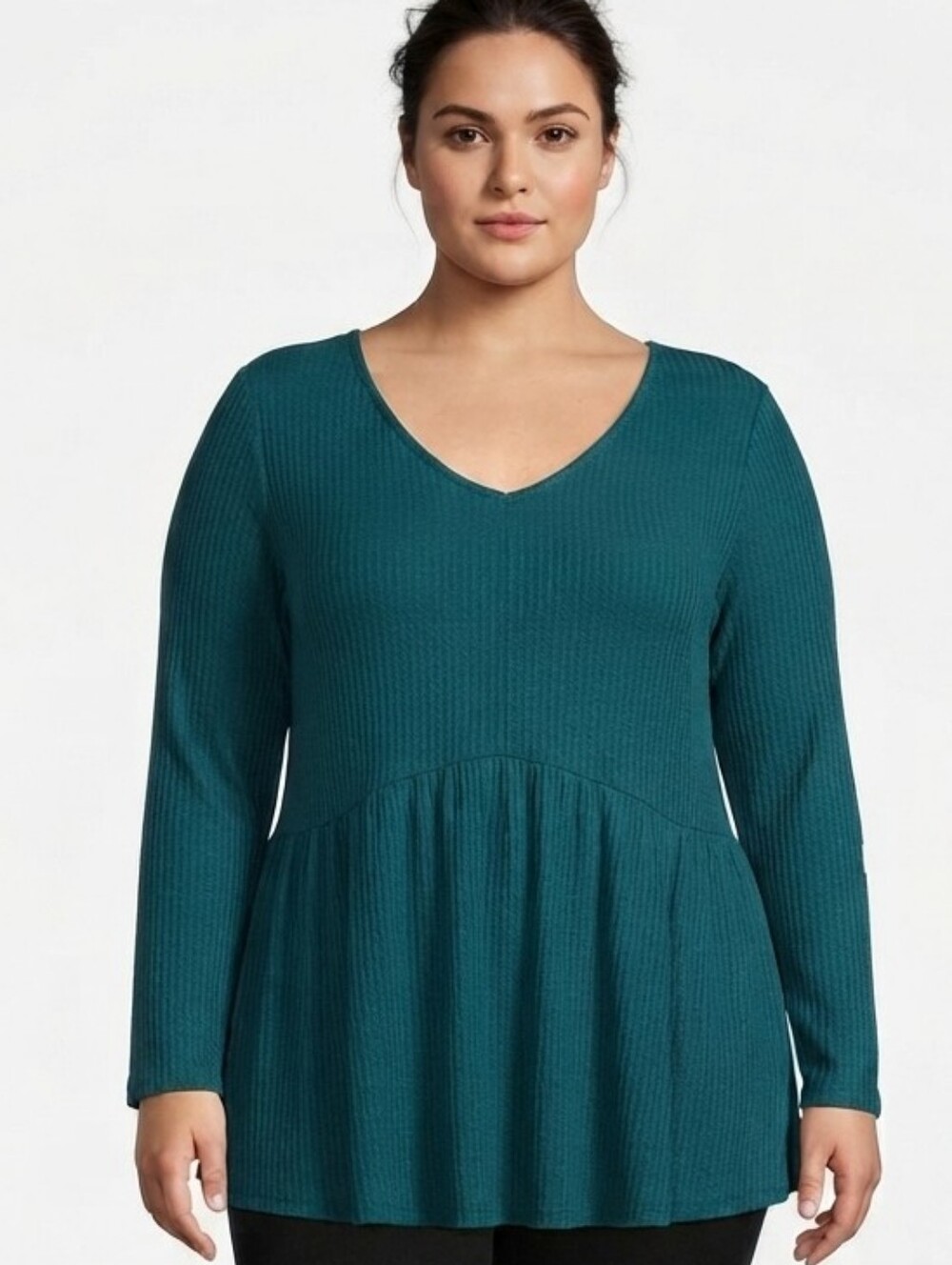 NWT Lane Bryant Waffle Knit Long Sleeve V-Neck Top